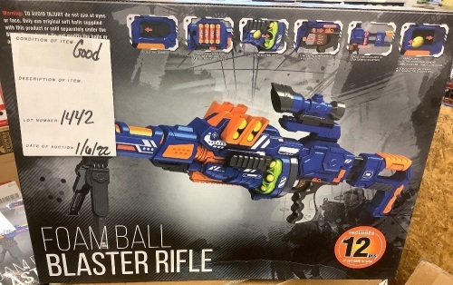 Electric Soft Foam Ball Long-Distance Blaster Toy w/ Barrel Extension, Bipod - Lot 1442