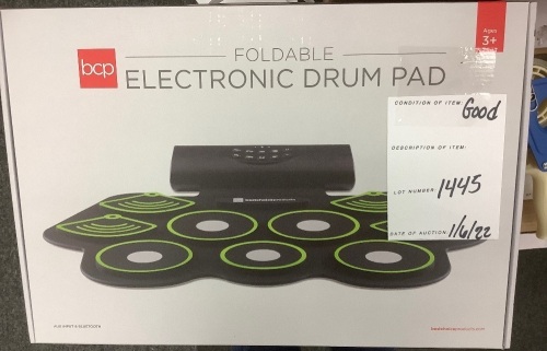 Electronic Drum Set, Portable Roll-Up Pad w/ Built-In Speakers, Drumsticks - Lot 1445