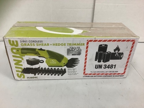Sunjoe Grass Shear + Hedge Trimmer, Powers Up, E-Commerce Return - Lot 59