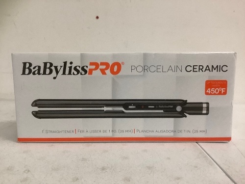 BaByliss Pro Porcelain Ceramic 1" Straightener, Powers Up, E-Commerce Return - Lot 394G