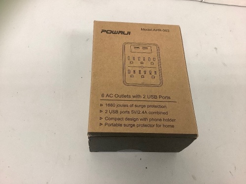 6 AC Outlets w 2 USB Ports, E-Commerce Return - Lot 525