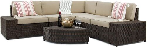 6-Piece Modular Wicker Sectional Conversation Set  - Lot 31