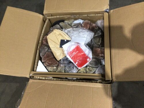 Stone Gas Fire Pit w/ 30,000 BTU, Ignition Button, Control Knob - 27.6in - Lot 108