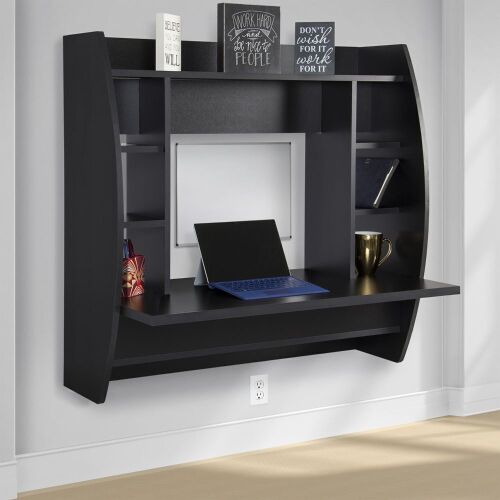 Wall Mount Floating Computer Desk With Storage Shelves - Lot 131