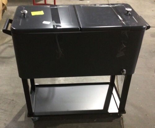 Portable Rolling Cooler Cart w/ Bottle Opener, Catch Tray - 80qt - Lot 256