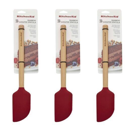 Kitchenaid Bamboo Scraper Spatulas Set of 3  - Lot 516