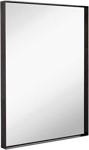 Hamilton Hills Contemporary Brushed Metal Wall Mirror, 22" x 30" - Lot 528