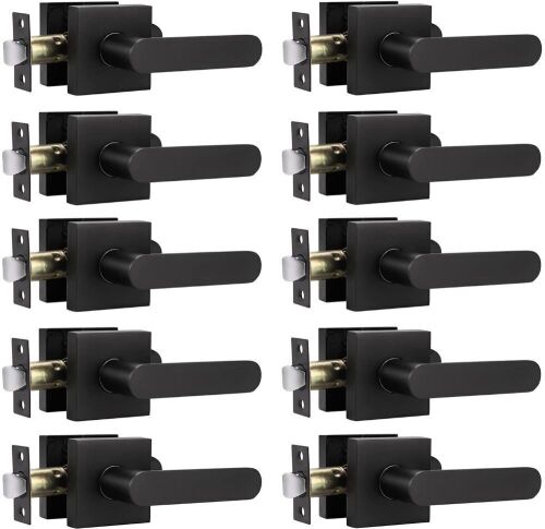Probrico Square Passage Door Lever Handle Non-Locking Lockset for Hall or Closet Interior Doors, 10Pack - Lot 641