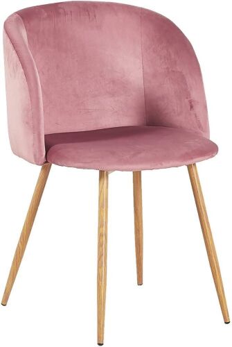 H.J WeDoo Velvet Upholstered Armchairs with Wood-Look Metal Legs, Rose Pink, 18.5"L x 19.9"W x 32.9"H, Set of 2 - Lot 690