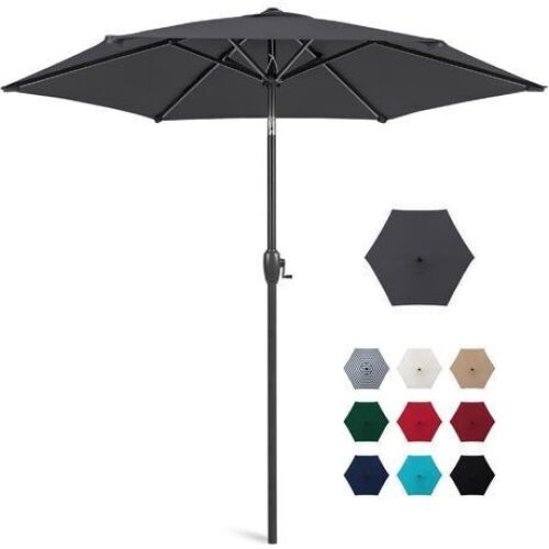 7.5ft Outdoor Market Patio Umbrella w/ Push Button Tilt, Crank Lift - Lot 899