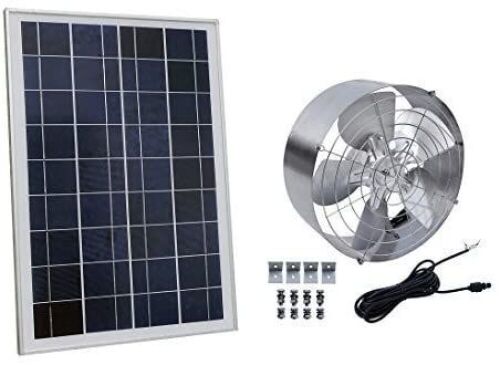 ECO-WORTHY 12" Solar Power Attic Gable Fan 3000 CFM + 25W Portable Solar Panel - Lot 908